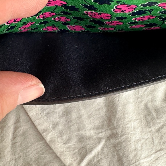 Kate Spade Blue Floral Crossbody Leather Bag Chain Strap Clutch Excellent - Picture 6 of 10